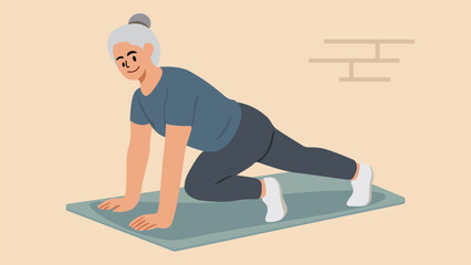 Older people exercising illustration 
