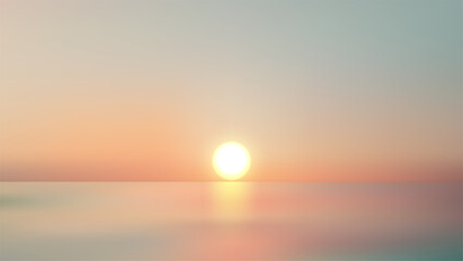 sunset over calm ocean with soft pastel sky and shimmering light reflection minimalist seascape perfect for nature backgrounds coastal travel scenery peaceful atmosphere photography © rarinlada