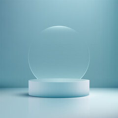 background podium abstract blue modern minimalist product display design scene with clean studio template platform for branding mockup presentation and cosmetic showcase