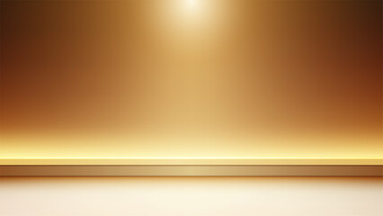 luxury background stage with bright spotlight in golden brown studio elegant shelf illuminated for product display modern showroom presentation and stylish branding concept photography