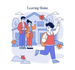 Family Bidding Goodbye to Child Leaving Home