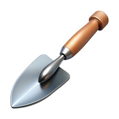 3d garden trowel with wooden handle isolated on transparent background
