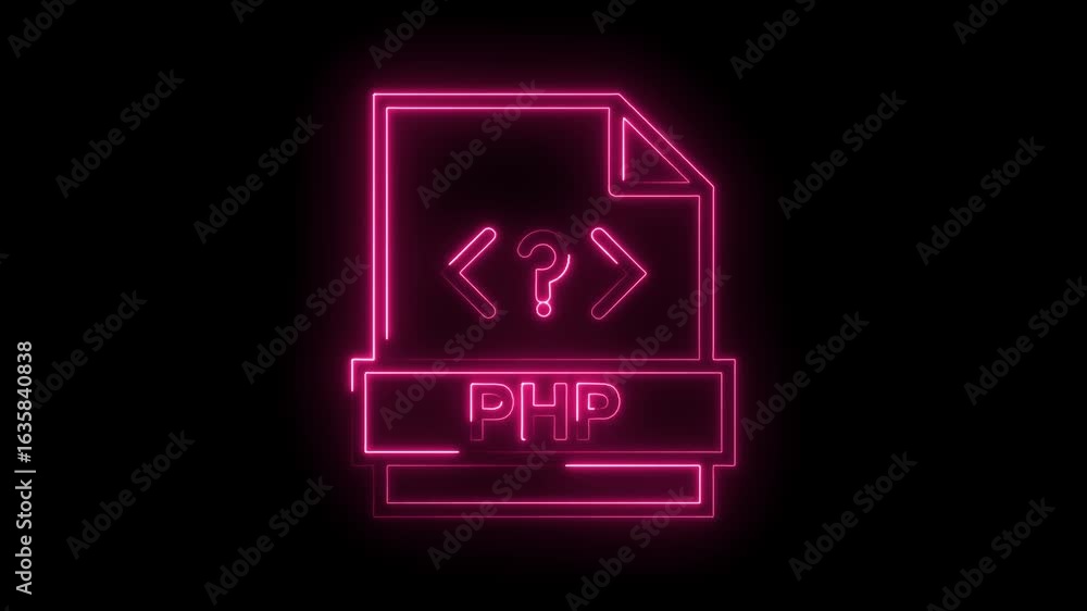 Aufkleber glowing neon pink p h p file icon with code symbols and transparent background perfect for technolog