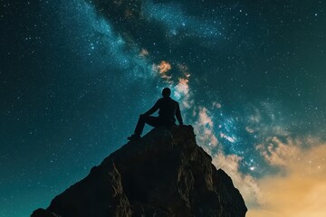 Experience the beauty of the Messier Galaxy at night with a silhouette against a starry sky, 4K Cinemagraph Collection - Messier 106 Galaxy