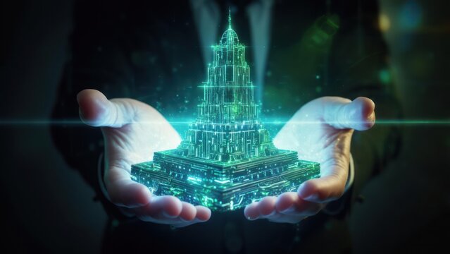 Holographic building in hands