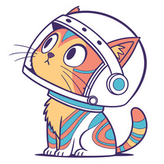 Vector art of cute kitten astronaut in a spacesuit, isolated on white background
