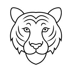 tiger head coloring book illustration on background