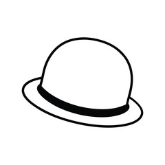  vintage bowler hat and monocle on white background