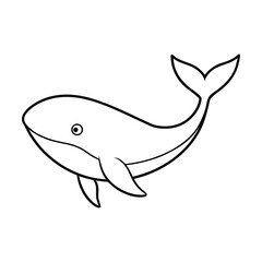  whale coloring book illustration on white background