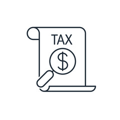 Business data tax analysis. Tariff.Vector linear icon illustration isolated on white background.