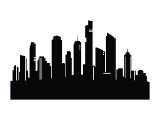 Fototapeta premium Urban Silhouette: An imposing skyline in silhouette, with soaring skyscrapers, symbolizing progress and the dynamic nature of the modern metropolis.