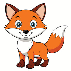 Obraz premium Vector art of cute cartoon fox illustration isolated on white background, a playful and friendly animal character with a bushy tail
