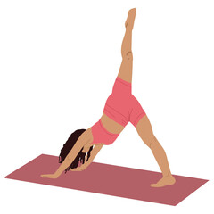 Illustration of a woman doing yoga, transparent background
