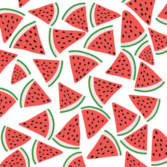 seamless illustration of watermelon slices, transparent background
