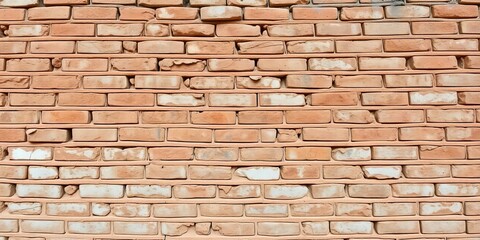 Ancient crumbling brick wall, weathered texture, decaying mortar, worn, abandoned