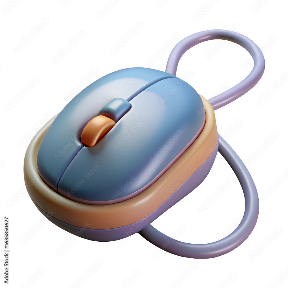 Poster 3d retro computer mouse isolated on transparent background