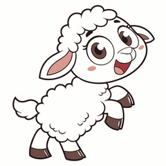 Vector art of cute cartoon baby lamb jumping happily, isolated on white background