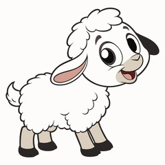 Vector art of cute cartoon lamb isolated on white background