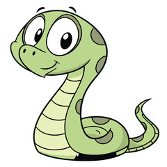 Vector art of cute cartoon green snake with spots, isolated on white background