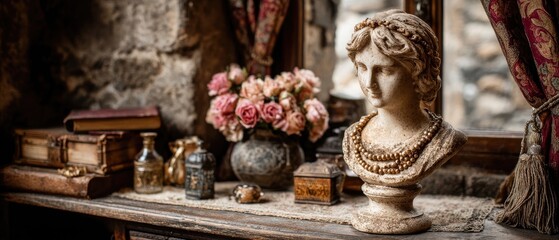 Fototapeta premium Bust With Flowers