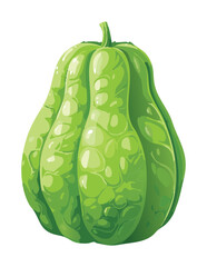 One Green Chayote Vegetable Food Ingredient - Vector Illustration