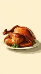 Perfectly roasted turkey served on a platter with fresh herbs for a festive occasion or family gathering