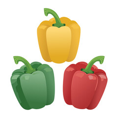 A Group of Healthy Pepper Vegetable Pods - Vector Illustration