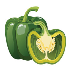 Healthy Pepper Vegetable Cross Section Food - Vector Illustration