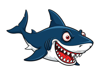 Ocean's Apex: A cartoon shark with an evil grin shows its sharp teeth.