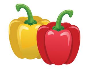 Fresh and Colorful Bell Peppers for Cooking - Vector Illustration