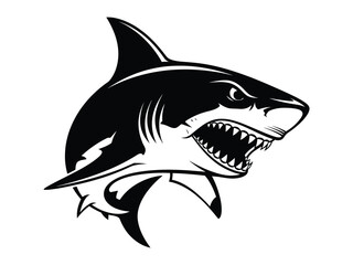 Predatory Shark: A powerful and menacing illustration of a shark, showcasing its sharp teeth and determined gaze, symbolizing the untamed essence of the ocean.