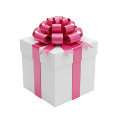 Obraz premium White gift box with ribbon pink