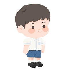 Kid drawing of a male student in his uniform