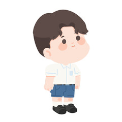 Cartoon Illustration of a Schoolboy in Uniform