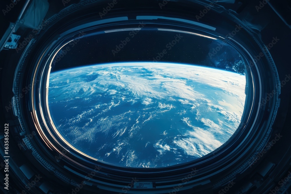 Poster view of planet earth through spa windows offers relaxation and serenity in a unique setting, planet 