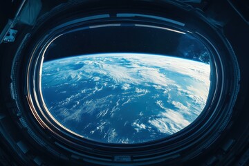 View of planet earth through spa windows offers relaxation and serenity in a unique setting, Planet earth as viewed through the windows of a space shuttle version 2