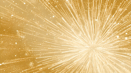 Obraz premium Flat template with shimmering gold texture and white firework burst, open middle