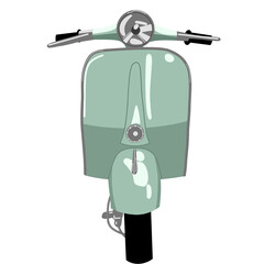 Illustration of a retro moped, mint color, transparent background
