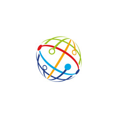 A modern and professional technology-themed logo featuring an abstract sphere or globe with connected lines. It uses a contrasting multi-color palette and clean lines to symbolize communication.
