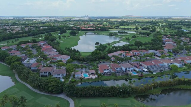 Luxury Accommodations At The Trump National Doral Miami In Miami, Florida, USA. Aerial Drone Shot