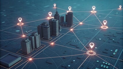 Smart city network connection with digital technology and global communication