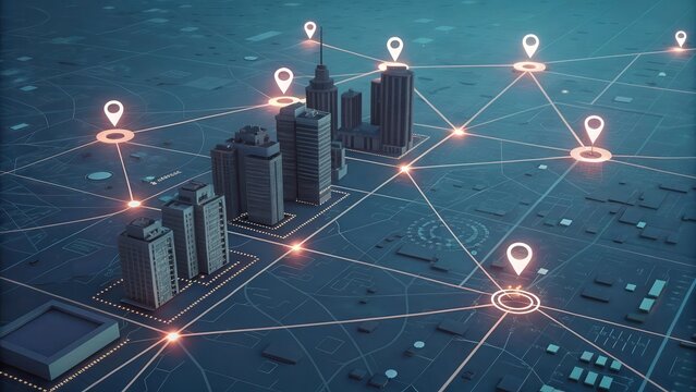 Smart city network connection with digital technology and global communication - Powered by Adobe