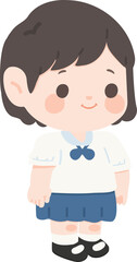 Graphic art of a female student in her school uniform
