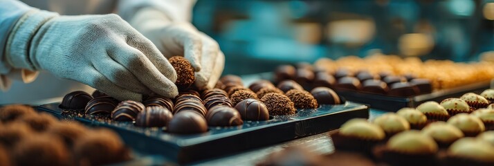 Artisanal chocolate making in a workshop showcasing skilled hands creating gourmet treats