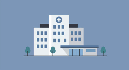 Isolated health clinic with trees illustration on solid background for promotion