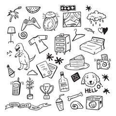 Hand Drawn Doodle Objects Set