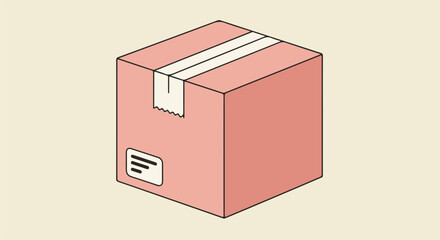 Obraz premium Sealed cardboard box, label detail against a plain background, delivery & moving