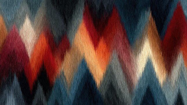 Abstract chevron pattern in muted warm and cool tones