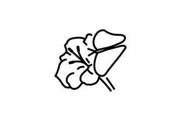 Flower and butterfly icon template. black color flower and butterfly logo isolated on a white background