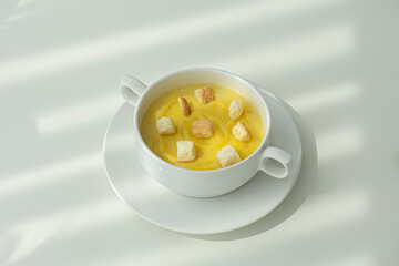 Corn Cream Soup with Croutons